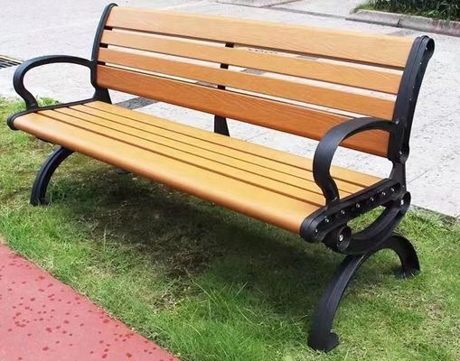 Plastique en acier de salon de long de stockage du banc WPC de Tableau de chaise de jardin de parc public en métal fer en bois moderne extérieur en bois